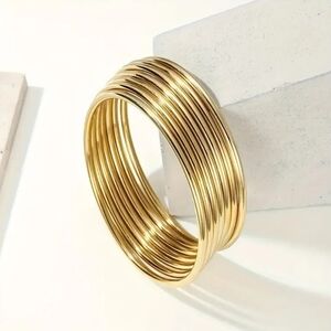 18 KT Gold Over Titanium Bangle Set